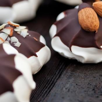 Chocolate-Dipped Almond Meringues