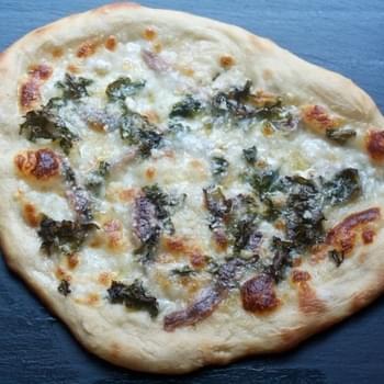 Pizza Bianca with Anchovies & Kale