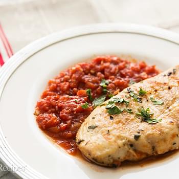 Grilled Chicken with Tomato Tarragon Sauce