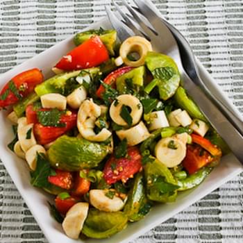 Colorful Tomato Salad with Hearts of Palm, Mint, and Spicy Thai Dressing