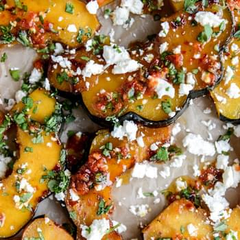 Spicy Roasted Squash with Feta and Herbs