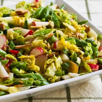 Crunchy Napa Cabbage Asian Slaw with Sugar Snap Peas, Radishes, Almonds (and Cilantro?)