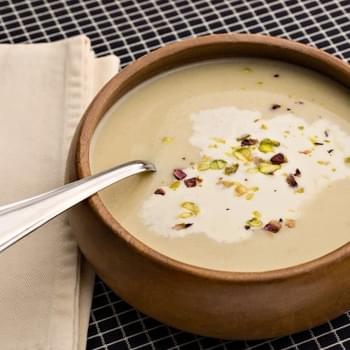 Creamy Celery Root Soup with Pistachios