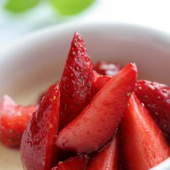 Goat Cheese Custard Recipe with Strawberries in Red Wine Syrup