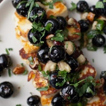 Grilled Halloumi with Blueberries and Herbs