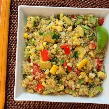 Quinoa Salad with Corn, Tomatoes, Avocado and Lime