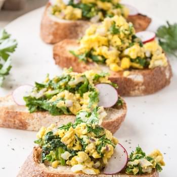 Scrambled Egg & Mustard Greens on Toast