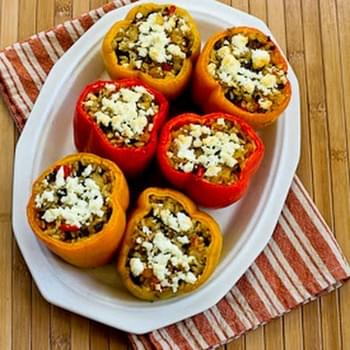 Recipe for Vegetarian Stuffed Peppers with Brown Rice, Mushrooms, and Feta
