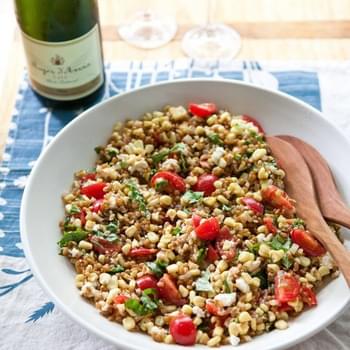 Wheat Berry Salad with Tomatoes, Corn and Basil
