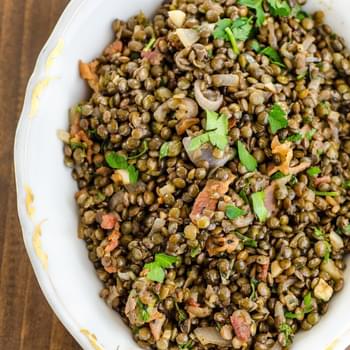 Warm French Lentil Salad with Bacon & Herbs