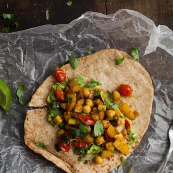Curry Roasted Vegetable and Avocado Naan-wich