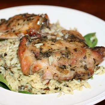 Slow Cooker Herb Chicken with Rice and Spinach