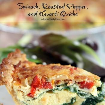 Spinach, Roasted Peppers and Havarti Quiche