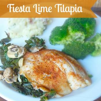 Foil Wrapped Fiesta Lime Tilapia with Mushrooms & Kale