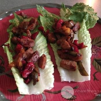 Chicken and Peppers Lettuce Cups