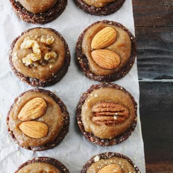ALMOND CACAO COOKIES with SALTED MACA CARAMEL