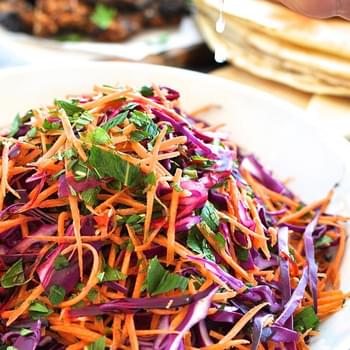 Shredded Red Cabbage, Carrot and Mint Salad