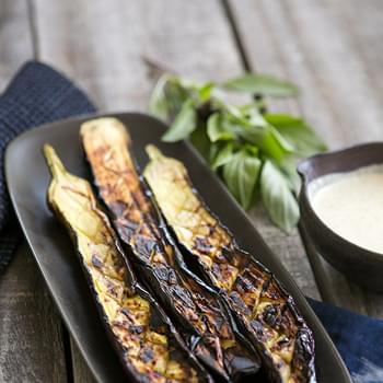 Grilled Japanese Eggplant with Tahini Sauce
