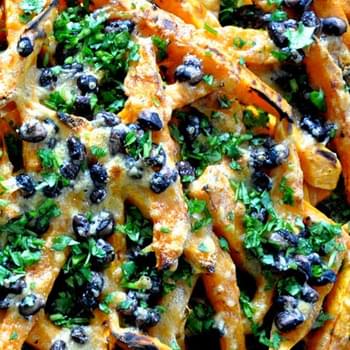 Sweet Potato Nachos with Smoked Cheddar and Black Beans