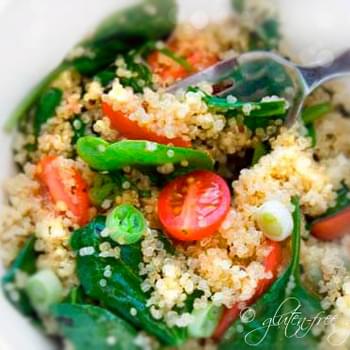 Quinoa + Spinach Salad Recipe with Grape Tomatoes