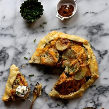 Roasted Potato Galette with cheddar and chives