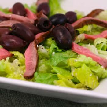 Leftover Steak Salad with Feta Vinaigrette and Kalamata Olives
