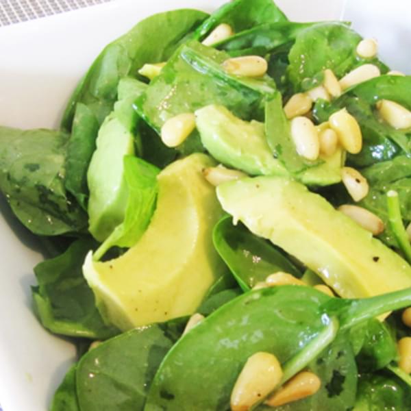 Avocado & Spinach Salad with Pine Nuts
