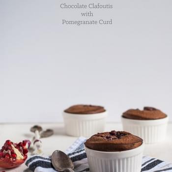 Chocolate Clafoutis with Pomegranate Curd