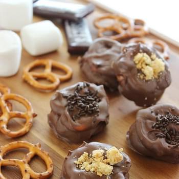 Quick & Easy Chocolate Covered S’mores Pretzels