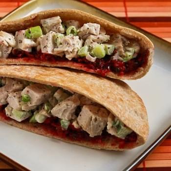 Easy Leftover Turkey Pita Sandwiches with Fresh Cranberry Salsa