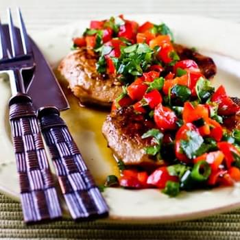 Creole-Seasoned and Pan-Fried Pork Cutlets with Tomato and Red Bell Pepper Salsa