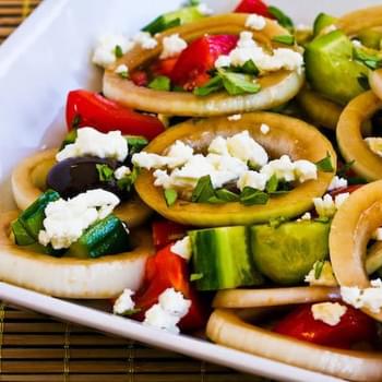 Greek Salad with Marinated Onions and Oregano