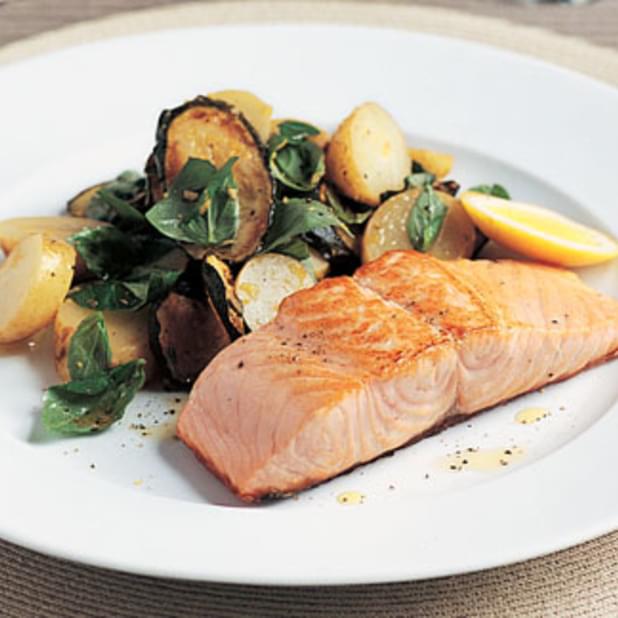 Grilled Salmon With Lemon Courgettes