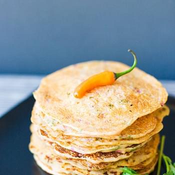 Indian Savory Pancakes (Semolina and Yogurt Pancakes)