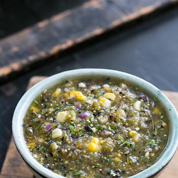 Grilled Tomatillo and Corn Salsa