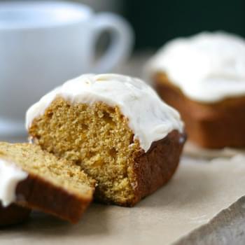 Pumpkin Mini Loaves with Cinnamon Cream Cheese Frosting