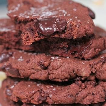 Brown Butter Salted Double Chocolate Chunk Cookies