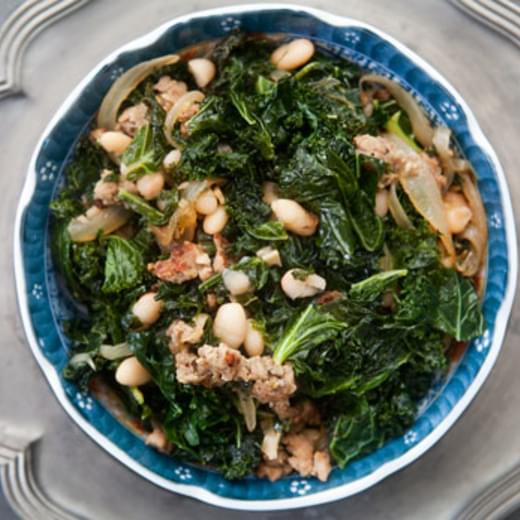 Kale with Sausage and White Beans