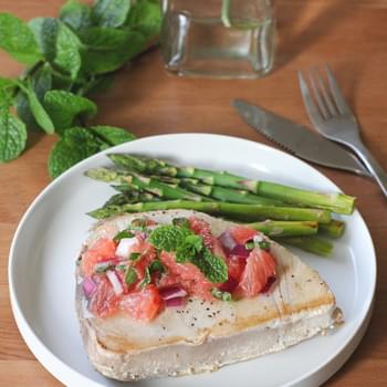 Tuna Steaks with Red Grapefruit and Mint Relish