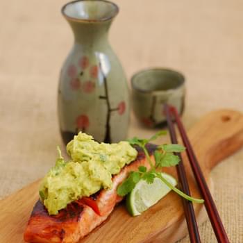 Soy Salmon with an Avocado, Lime, Wasabi Salsa