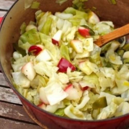 Sauteed Cabbage & Leeks with Apples