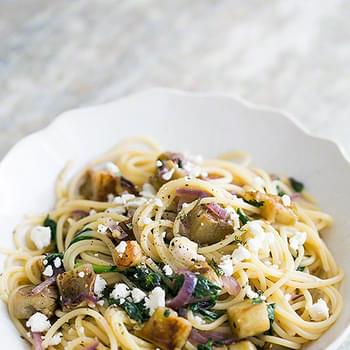 Pasta with Eggplant, Feta, and Mint