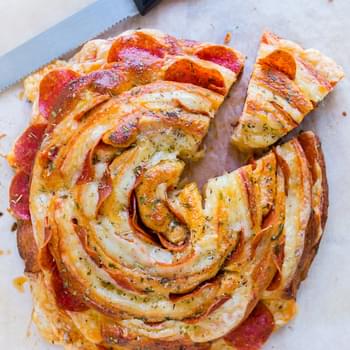 Swiss Cheese and Pepperoni Spiral