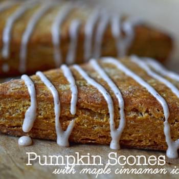 Pumpkin Scones with Maple Cinnamon Icing (an after Thanksgiving treat!)