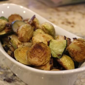 Roasted Zucchini and Brussels Sprouts with Fennel