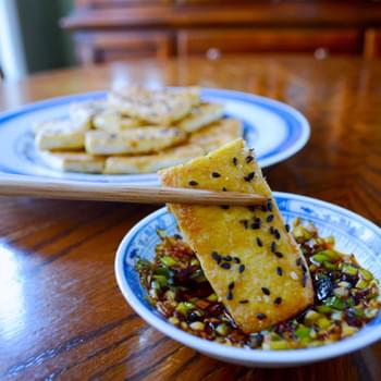 PAN-FRIED TOFU WITH SOY DIPPING SAUCE