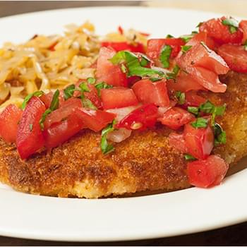 Parmesan-Panko Chicken with Tomato-Basil Relish