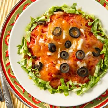Onion and Cheese Red Chile Enchiladas