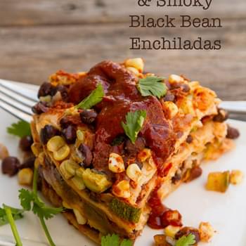 Stacked Veggie & Smoky Black Bean Enchilada