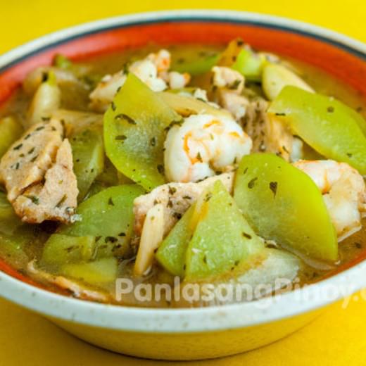 Sayote Guisado with Chicken and Shrimp